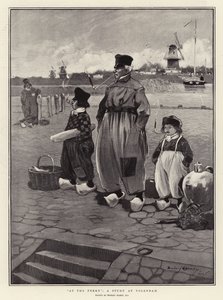En el ferry, un estudio en Volendam de Dudley Hardy