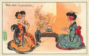 Té y escándalo: dos mujeres japonesas bebiendo té
