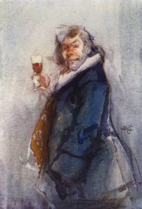 El bebedor, boceto temporal, London Sketch Club de Dudley Hardy