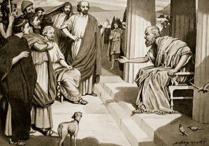 Sócrates dirigiéndose a los atenienses, ilustración de 