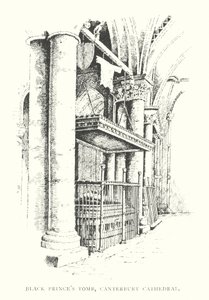 Tumba del Príncipe Negro, Catedral de Canterbury (litografía) de Duncan Moul
