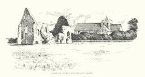 Iglesia de Boxgrove y ruinas del priorato (litografía)