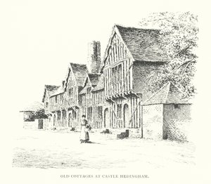 Old Cottages en Castle Hedingham (litografía)