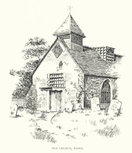 Antigua iglesia, Esher (litografía) de Duncan Moul