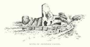 Ruinas del castillo de Pevensey (litografía)