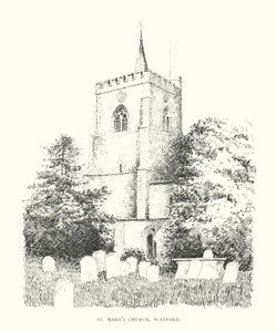Iglesia de Santa María, Watford (litografía) de Duncan Moul