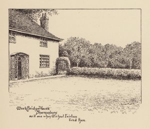 Sussex: Mock Bridge House, Shermanbury tal y como era cuando Michael Fairless vivía allí (litografía) de Duncan Moul