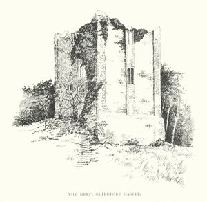 La Torre del Homenaje, Castillo de Guildford (litografía)