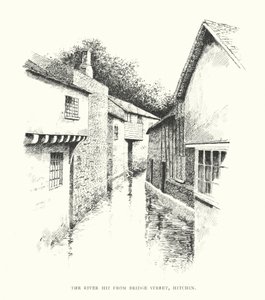 El río Hiz desde Bridge Street, Hitchin (litografía) de Duncan Moul