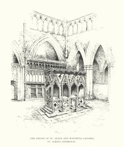 Santuario de San Albán y galería de observación, catedral de San Albán (litografía) de Duncan Moul