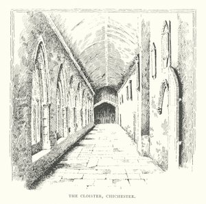 El claustro, Chichester (litografía)