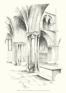 Vista del presbiterio de la catedral de Chichester (litografía) de Duncan Moul