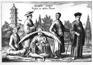 Sacerdotes y monjes chinos, de China Ilustrada por Athanasius Kircher (1601-80)