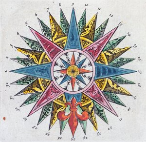 Rosa de los vientos, de un Atlas Blaue, publicado en Ámsterdam, 1697