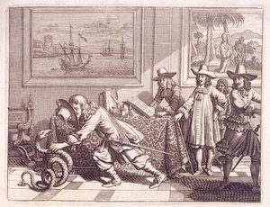 Tratando con una Cobra que ha Invadido las Habitaciones de los Oficiales Neerlandeses, 1672