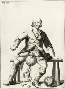 Drenando líquido de un hidrocele del escroto, de Exercitationes Practicae circa Medendi Methodum por Frederik Dekkers, 1694 de Dutch School