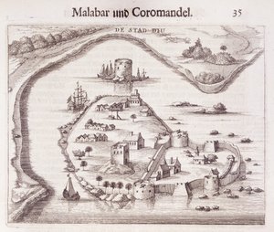 Fuerte holandés en la costa de Malabar, Indias Orientales de Dutch School