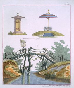 Decoraciones de jardín, de la Revista de Gemas de Jardín por G. van Laar, publicado en 1802 de Dutch School