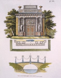Decoraciones de jardín, de la Revista de Gemas de Jardín por G. van Laar, publicado en 1802