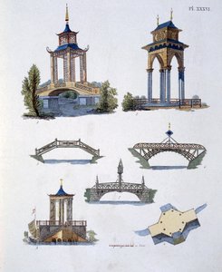 Decoraciones de jardín, de la Revista de Gemas de Jardín por G. van Laar, publicado en 1802