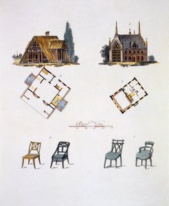 Decoraciones de jardín, de Magazine of Garden Gems por G. van Laar, publicado en 1802 de Dutch School