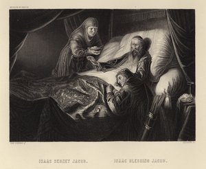 Isaac bendiciendo a Jacob de Dutch School