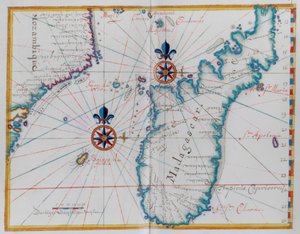 Mapa de parte de la costa de Mozambique y la isla de Madagascar. de Dutch School