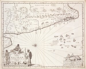 Mapa de la Costa de Malabar, Indias Orientales, 1672