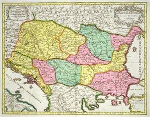 Mapa del Reino de Hungría y los Estados Unidos a su Corona, pub. por Jan Barend Elwe, Ámsterdam, 1742