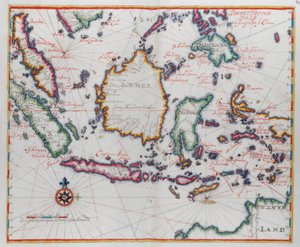 Mapa que muestra Borneo, Clebes (Sulawesi), Java y otras islas de Indonesia.