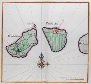 Mapa que muestra dos de las islas de Banda.