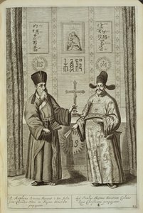Matteo Ricci (1552-1610) y Paulus Li, de China Ilustrada por Athanasius Kircher (1601-80) 1667