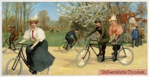 Hombres y mujeres en bicicletas de Dutch School