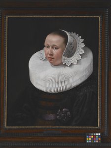 Retrato de mujer (óleo sobre madera) de Dutch School
