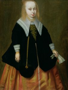 Retrato de una niña joven, Escuela de Frisia, 1644 de Dutch School