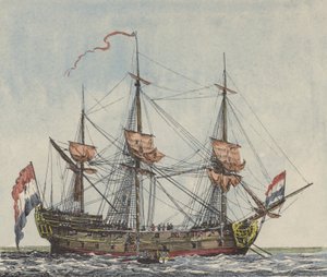 Barco de la Compañía Holandesa de las Indias Orientales de Dutch School