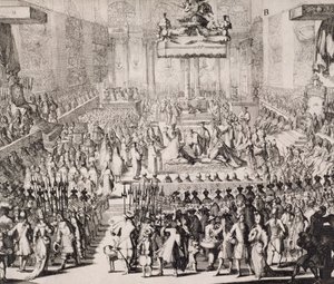 La coronación de Guillermo de Orange (1650-1702) y María (1662-94), en la Abadía de Westminster, 21 de abril de 1689 de Dutch School