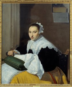 La costurera. Pintura de la escuela de Utrecht de Dutch School