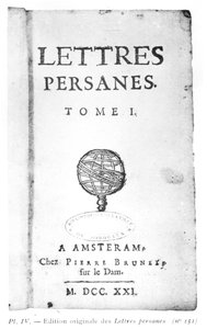 Portada de Les Lettres Persanes por Charles de Montesquieu (1689-1755) 1721