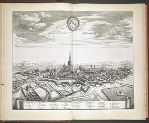 Vista de Estrasburgo desde "la ciudad de toda la Alta Alemania, la más ilustre e ilustre de las pinturas antiguas y nuevas, elaborada con mayor precisión". de Dutch School