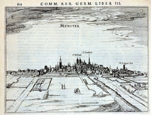 Vista de la ciudad de Munster, de Rerum Germanicarum, por P. Bertin, Ámsterdam 1616 de Dutch School