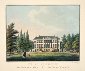 Vista de Broekhuisen. La Casa desde el frente. Fachada del Castillo de Dutch School