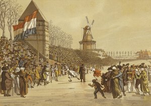 Carreras de patinaje sobre hielo de mujeres, Leeuwarden, Países Bajos, 1805