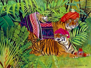 Familia de Tigres con Ropa Tailandesa, 2004 de E.B. Watts