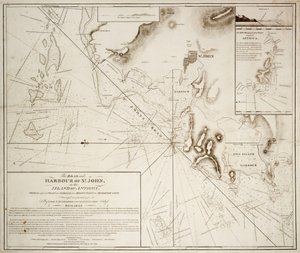 La carretera y el puerto de St. John en la isla de Antigua de E.H. Columbine