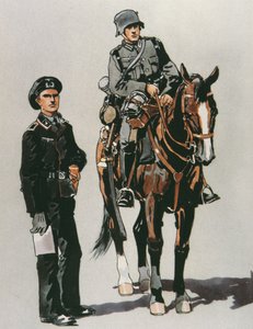 Oficial de tanque y soldado montado del ejército alemán