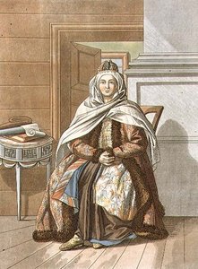 Mujer tártara de Tomsk, grabado por Jegor Skotnikoff de E. (after) Karnejeff