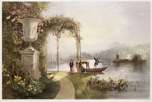 El lago, jardines de Trentham Hall, de 