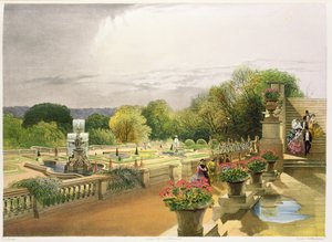 El parterre, Harewood House cerca de Leeds, publicado por Thomas McLean de E. Adveno Brooke
