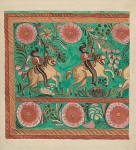 Cofre de Pino Nativo, Pintado en Óleo, 1935-1942